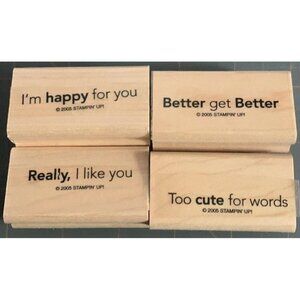 Stampin Up Quick-Thinking Rubber Stamp Set Sentiments 2005 Wood Mount
